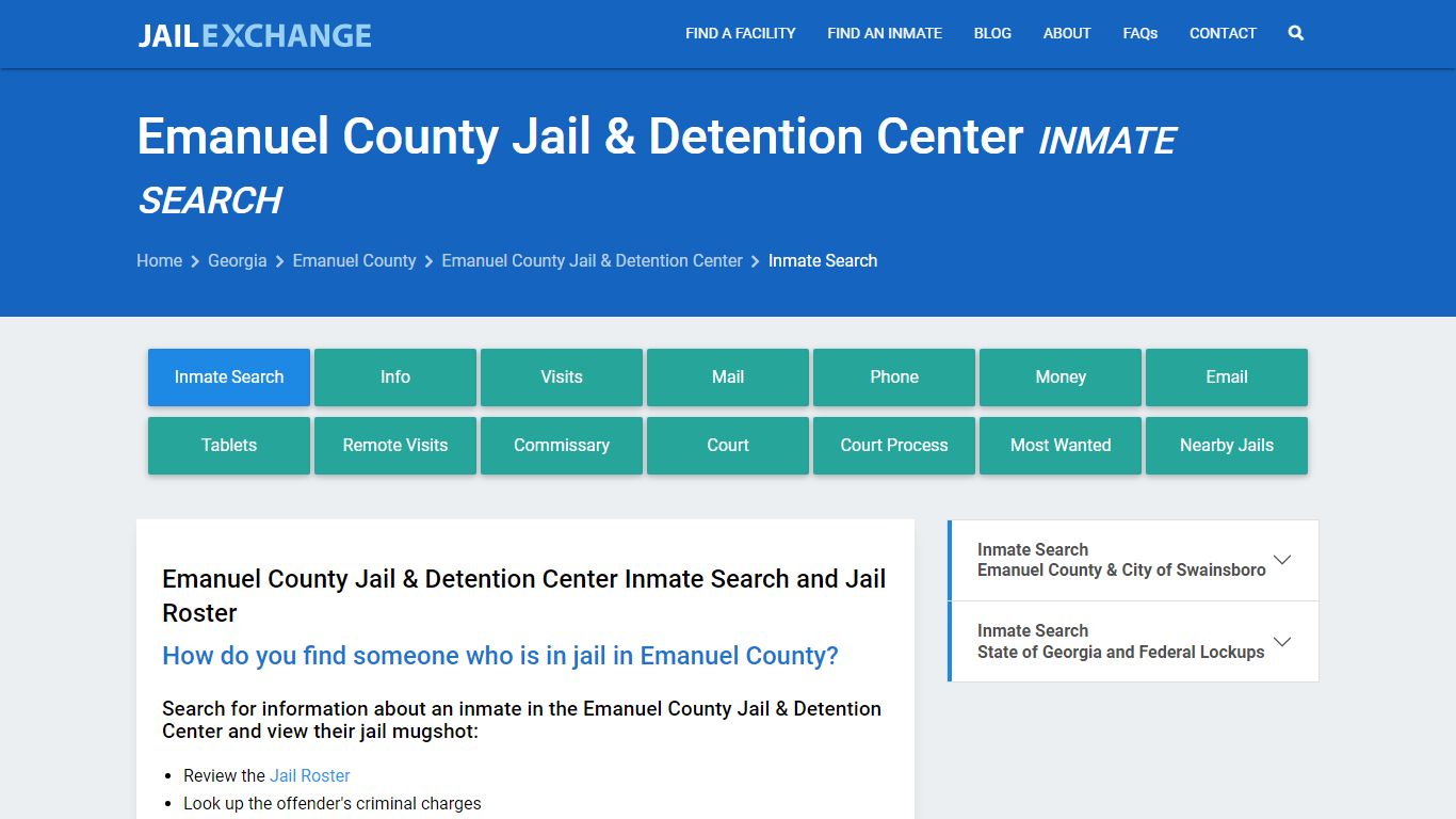 Emanuel County Jail & Detention Center Inmate Search