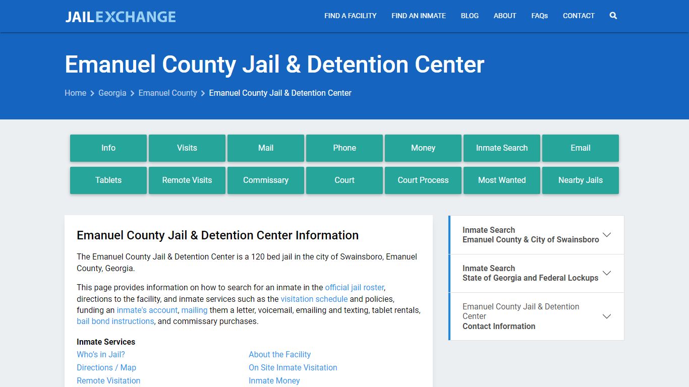 Emanuel County Jail & Detention Center, GA Inmate Search, Information